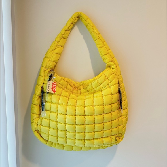 Free People FP Movement Quilted Carryall Lemon Zest Yellow - Picture 5 of 7